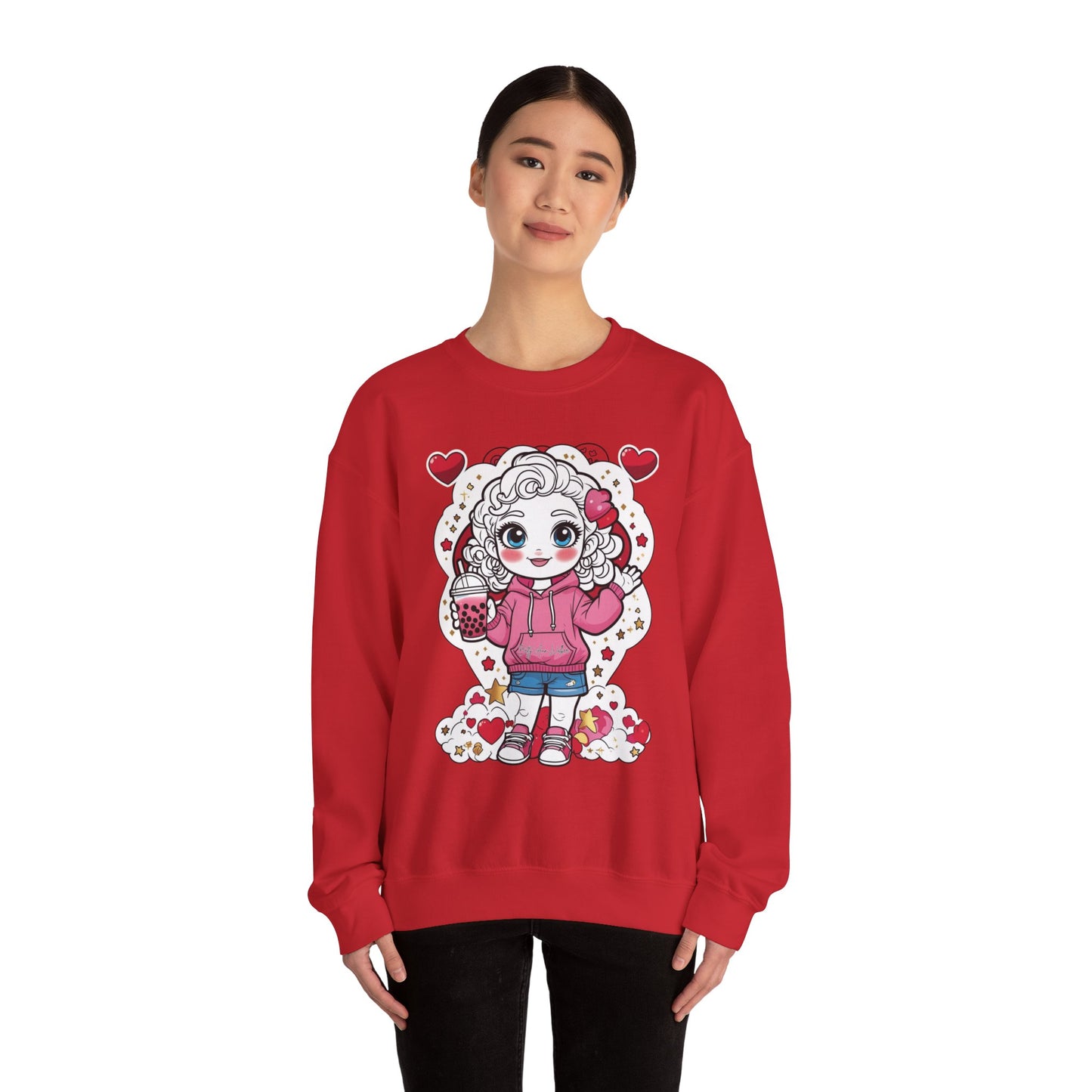Cute Cozy Sweatshirt , Ideal Gift for Kids, Valentine's Day Apparel, Casual Wear, Perfect for Lounge Days