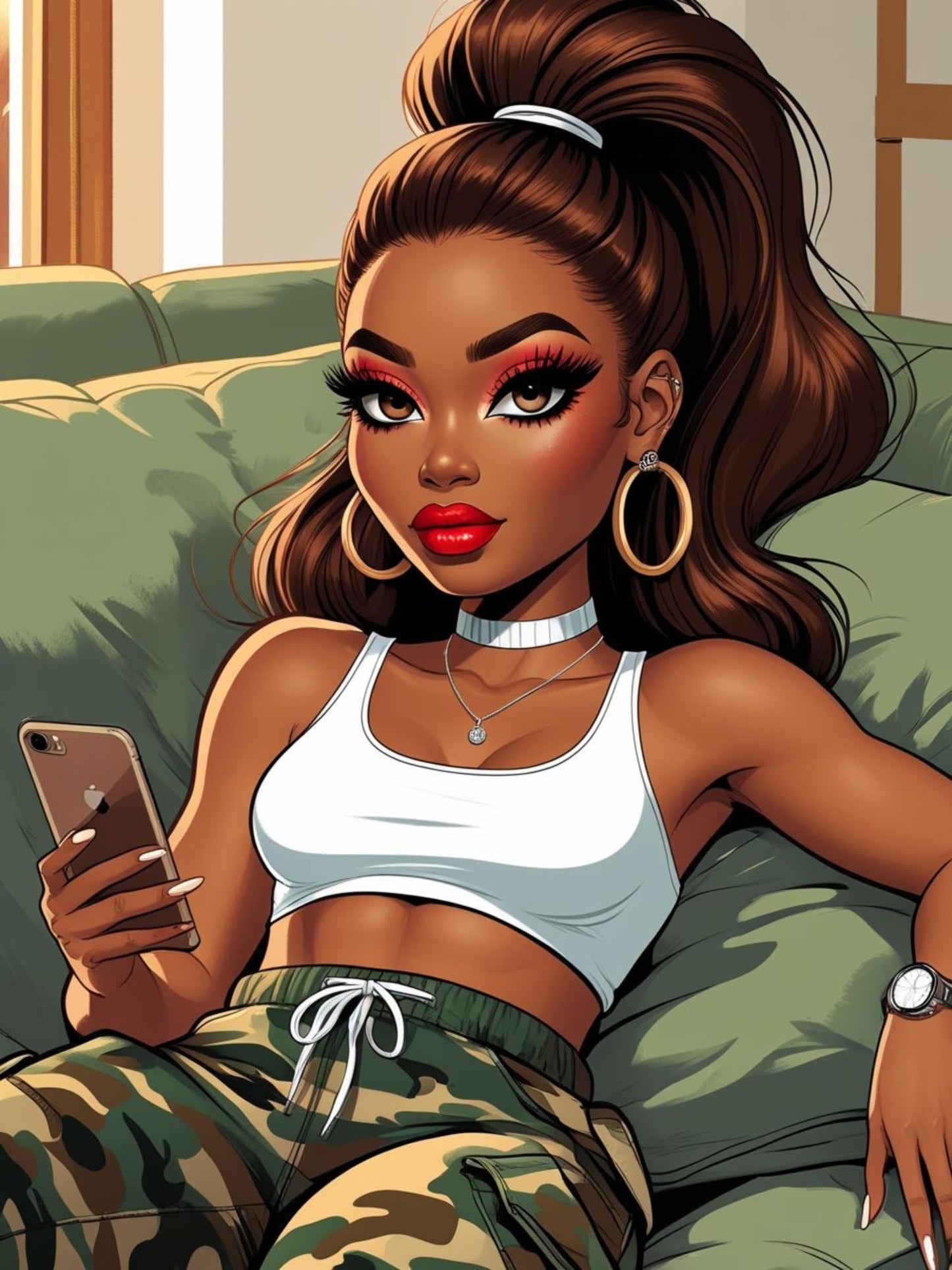 Soulja Girl Coloring Page – Camo Pants Confidence Edition