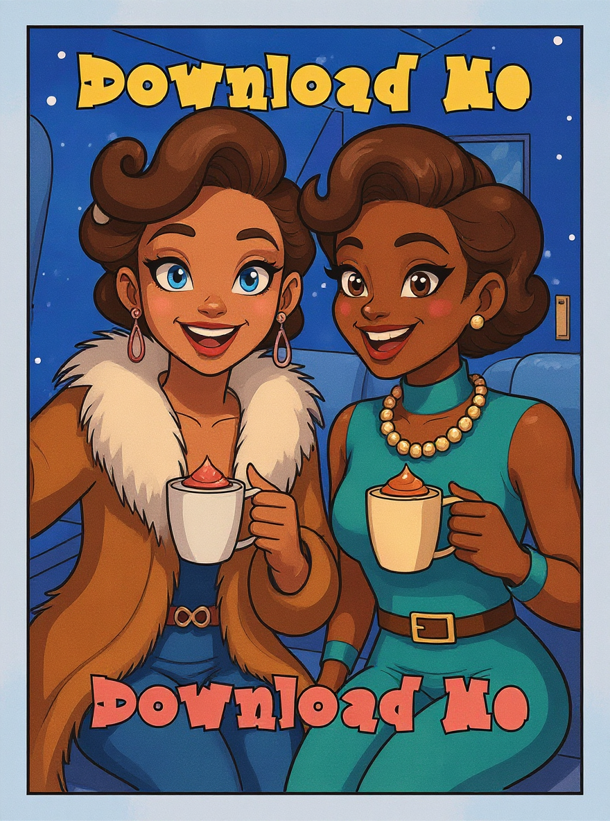 Winter Getaway – Cozy Best Friends Coloring Page | Fashion Winter Printable Art