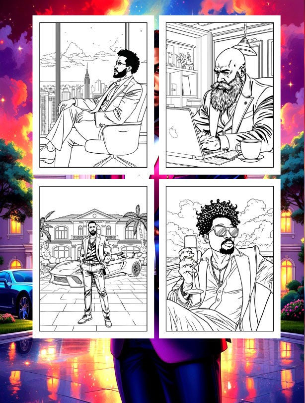 Million Dollar Men's: A Coloring Book Of Success | Features African American Men's Illustrations For Adults, Relaxation And Stress Relieving