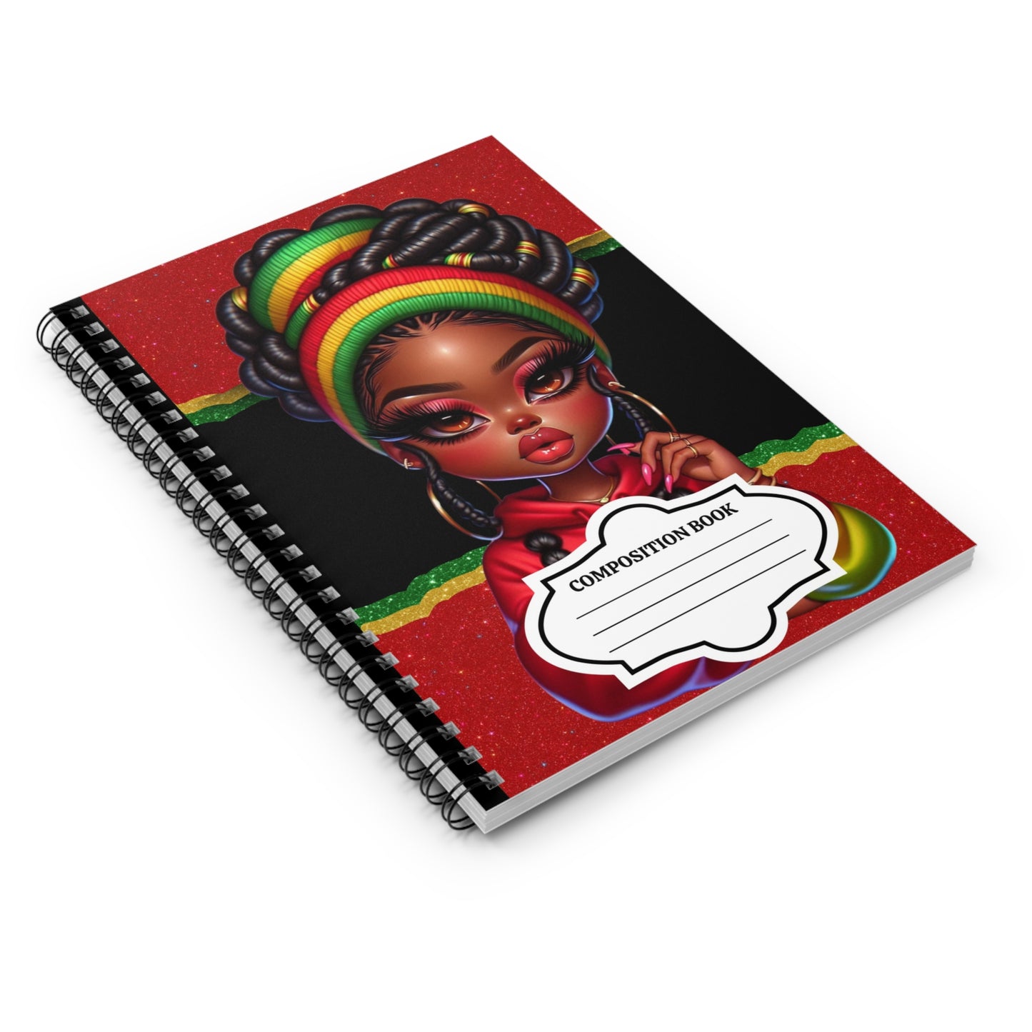 Rasta Girl Composition Notebook — Spiraled Ruled Notebook with Bold Afrocentric Art