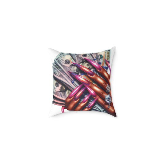 Chic Dollar & Nail Art Pillow, Statement Decor, Glam Home Accent, Unique Gift for Her, Cozy Couch Cushion, Nail Lover's Decor