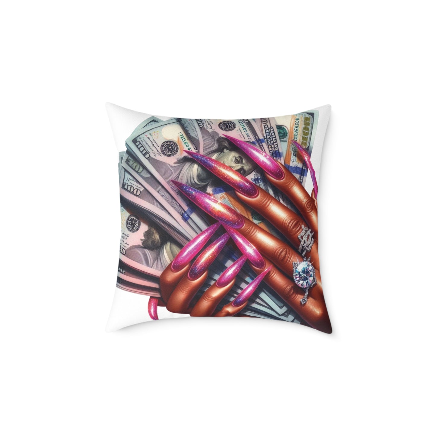 Chic Dollar & Nail Art Pillow, Statement Decor, Glam Home Accent, Unique Gift for Her, Cozy Couch Cushion, Nail Lover's Decor