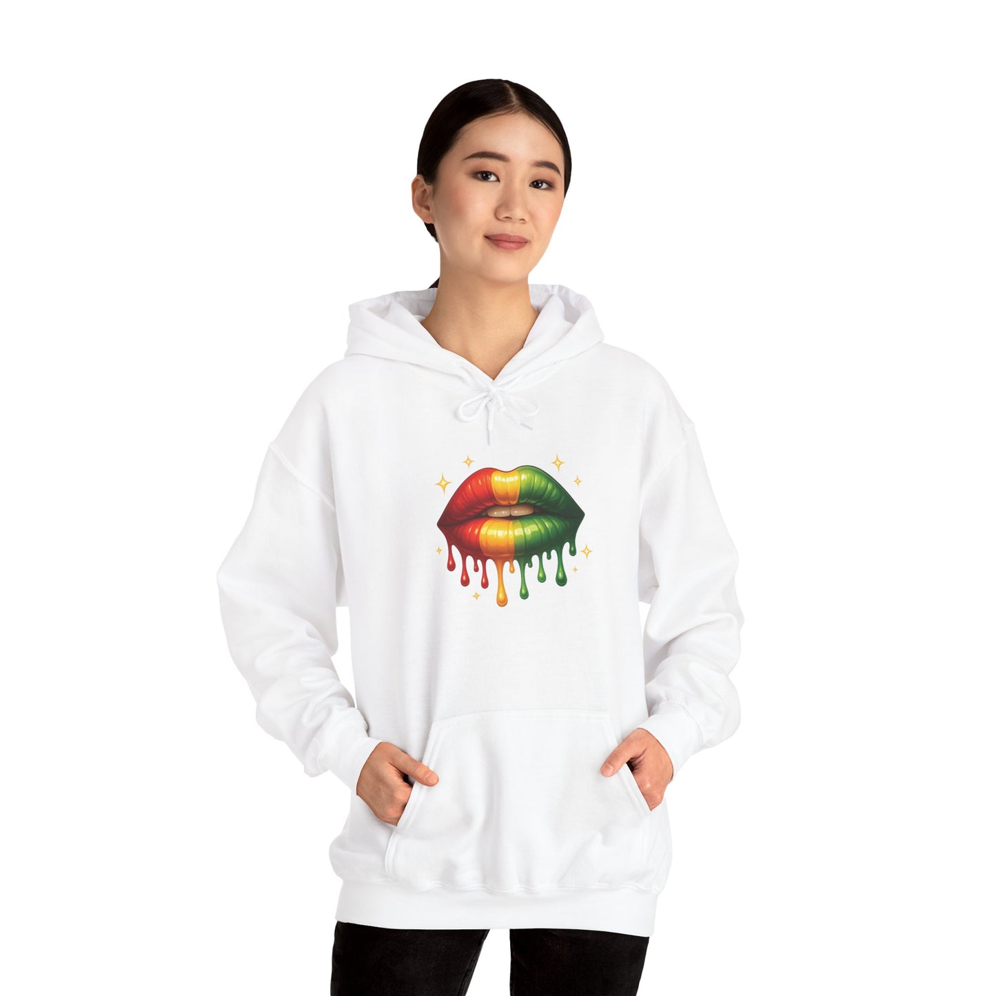 Vibrant Lips Hooded Sweatshirt - Unisex Heavy Blend™ Hoodie, Colorful Graphic Apparel, Trendy Streetwear, Cozy Fashion