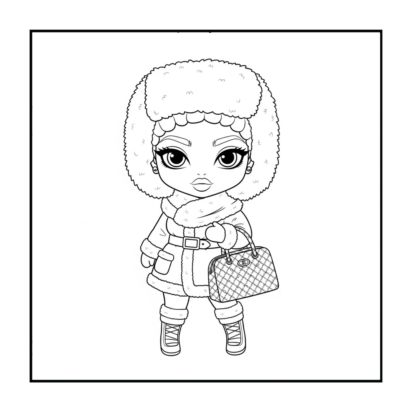 Fierce in Fur: Chibi Melanin Winter Fashion Coloring Book | Luxury Digital Download for Adults