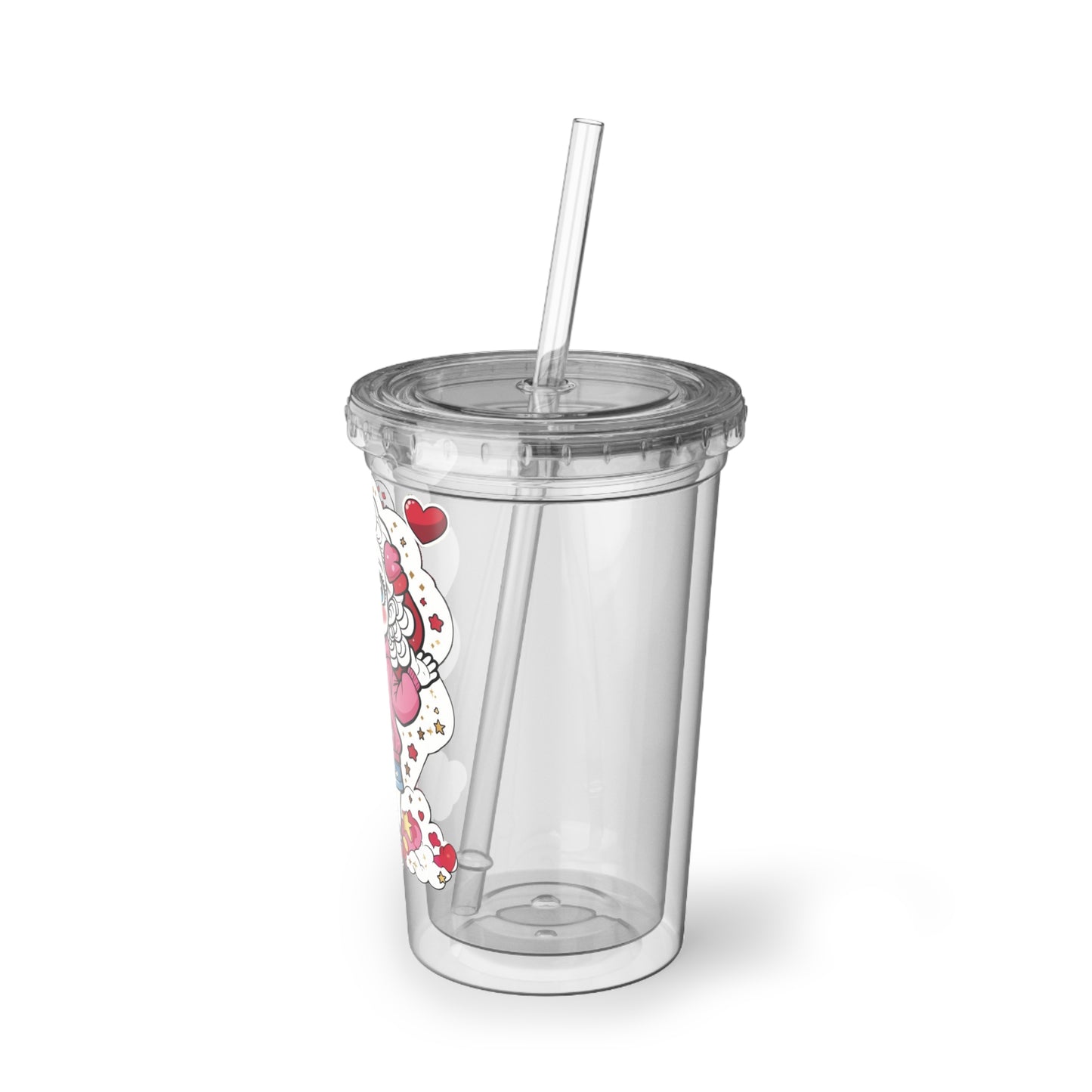 Cutesy Cozy Acrylic Cup with Sweet Design, Cute Travel Mug, Ideal Gift for Friends, Valentine's Day Drinkware, Fun Party Cup