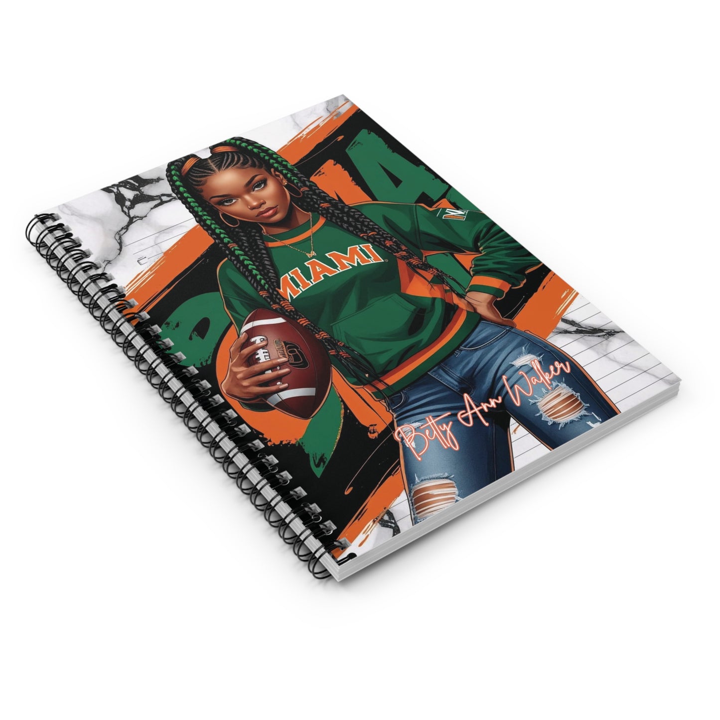 Miami Football Spiral Notebook - Ruled Line, Ideal Gift for Students, Sports Fans, Journal, Back to School, Cheerful Vibe
