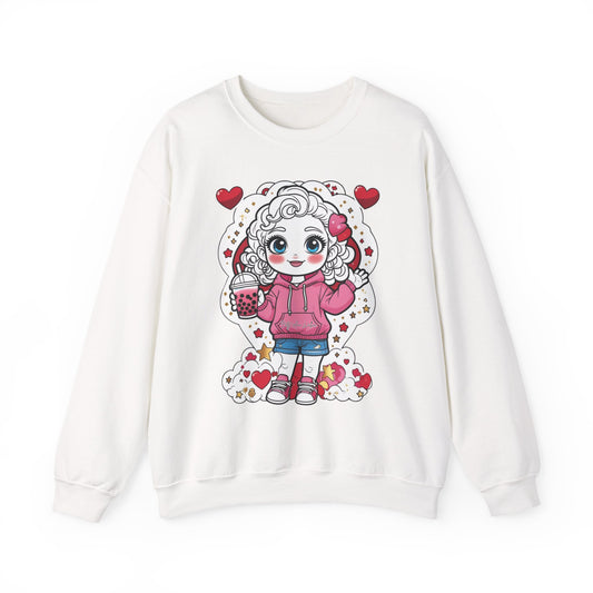 Cute Cozy Sweatshirt , Ideal Gift for Kids, Valentine's Day Apparel, Casual Wear, Perfect for Lounge Days