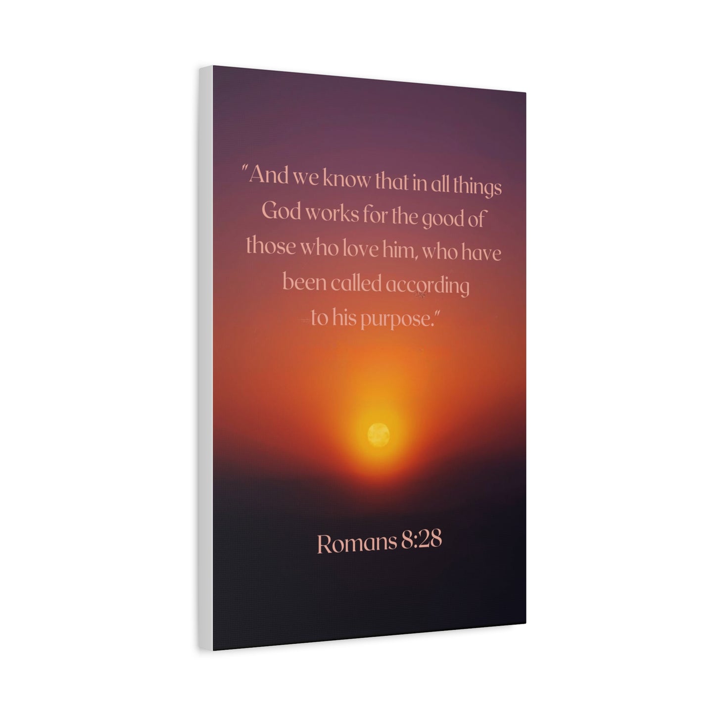 Inspirational Canvas Print, Motivational Wall Art, Romans 8:28 Quote Decor, Spiritual Home Decor, Uplifting Quote Art, Gift for Christians