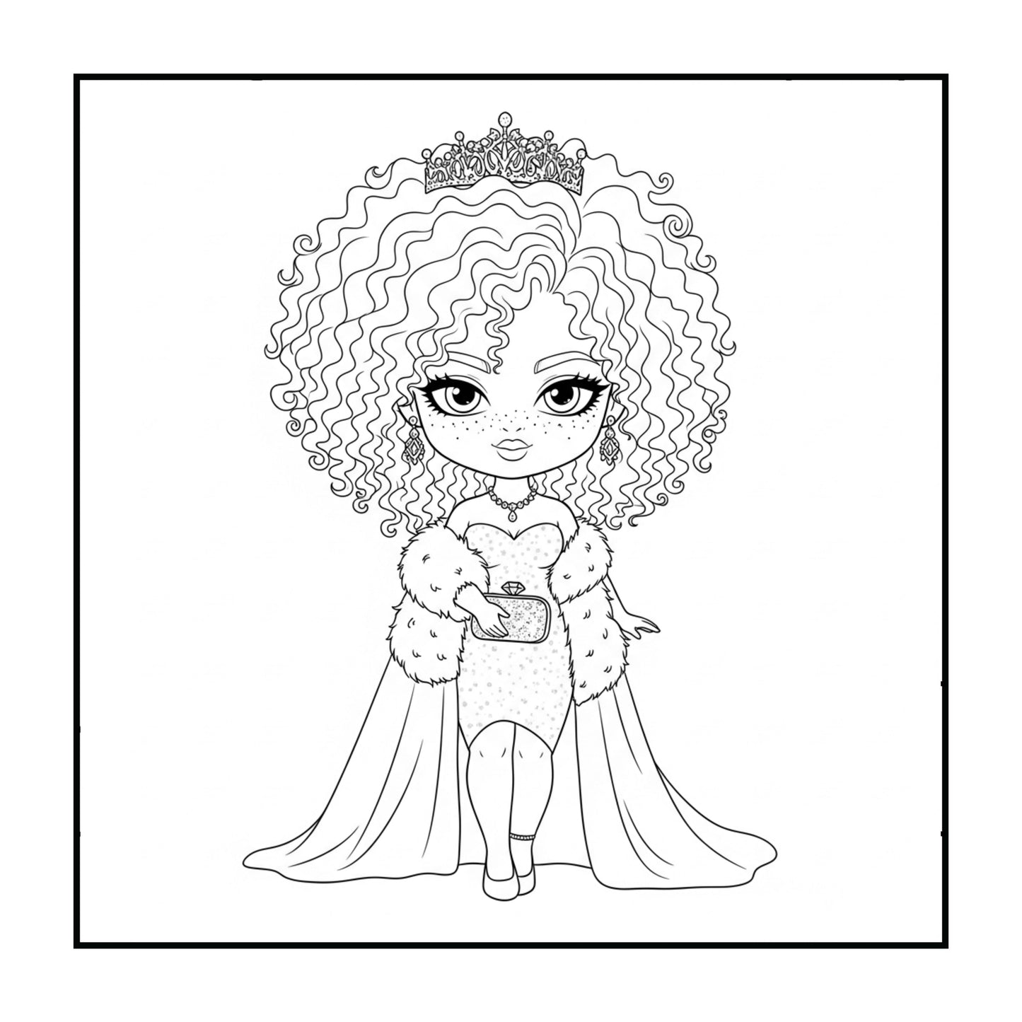 Fierce in Fur: Chibi Melanin Winter Fashion Coloring Book | Luxury Digital Download for Adults