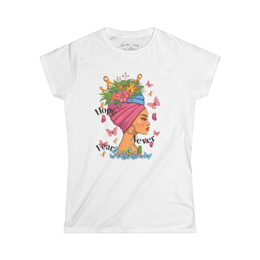 T-Shirt Hope Never Fear Breast Cancer Awareness Women's Softstyle Tee