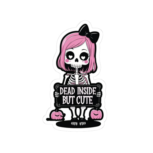 Kiss-Cut Stickers | Dead Inside But Cute | Halloween Decorations, Planner Accessories, Gift for Friends, Goth Aesthetic, Laptop Decor