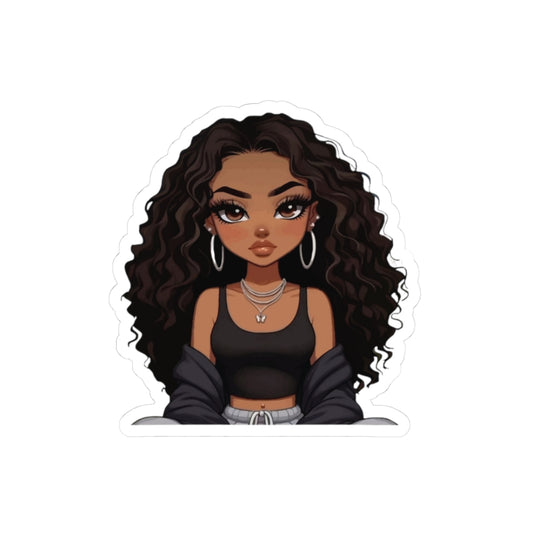 Betty Ann Kiss-Cut Stickers, Trendy Laptop Decals, Artistic Stickers for Teens, Black Girl Aesthetic, Stylish Phone Decor