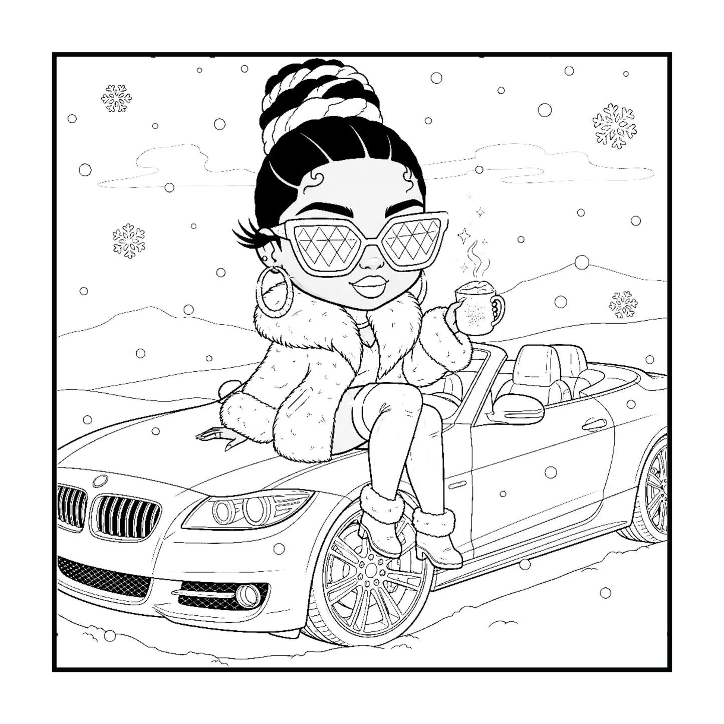 Fierce in Fur: Chibi Melanin Winter Fashion Coloring Book | Luxury Digital Download for Adults