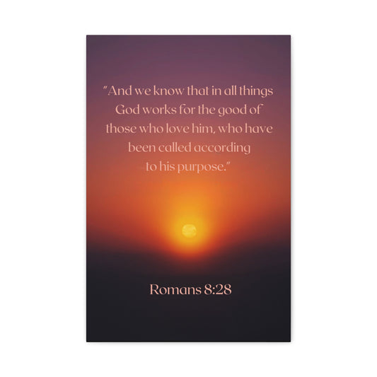 Inspirational Canvas Print, Motivational Wall Art, Romans 8:28 Quote Decor, Spiritual Home Decor, Uplifting Quote Art, Gift for Christians