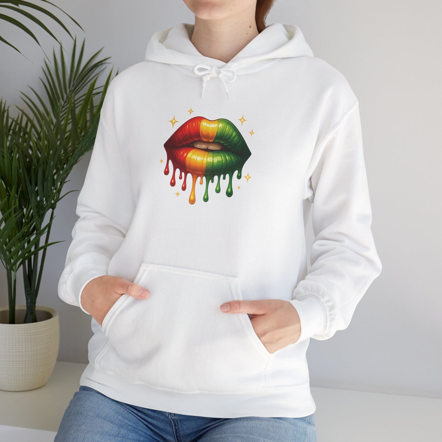 Vibrant Lips Hooded Sweatshirt - Unisex Heavy Blend™ Hoodie, Colorful Graphic Apparel, Trendy Streetwear, Cozy Fashion
