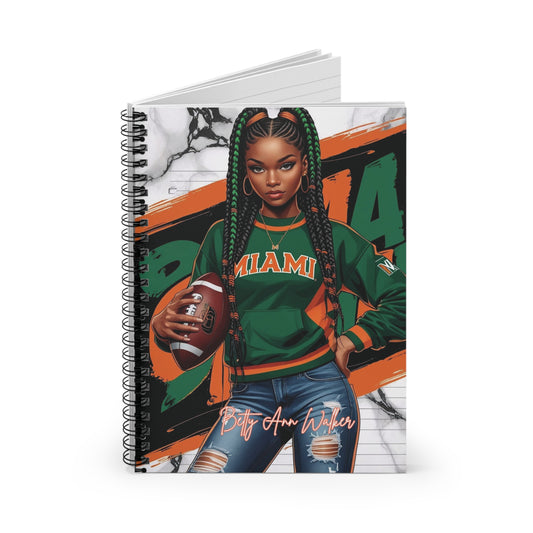 Miami Football Spiral Notebook - Ruled Line, Ideal Gift for Students, Sports Fans, Journal, Back to School, Cheerful Vibe