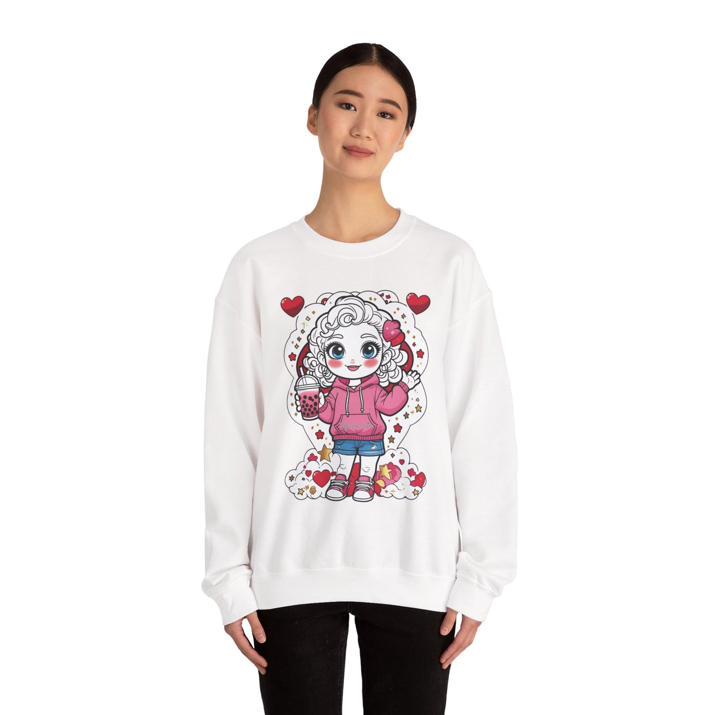 Cute Cozy Sweatshirt , Ideal Gift for Kids, Valentine's Day Apparel, Casual Wear, Perfect for Lounge Days