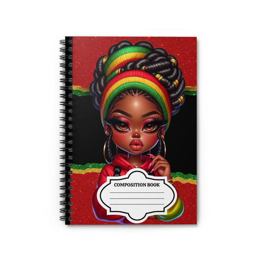 Rasta Girl Composition Notebook — Spiraled Ruled Notebook with Bold Afrocentric Art