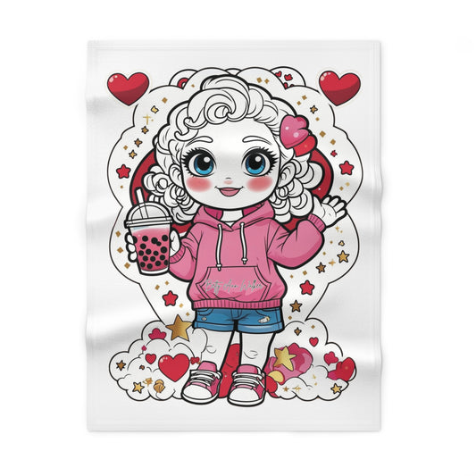 Cutesy Cozy Baby Blanket with Hearts, Soft Fleece Throw, Nursery Decor, Baby Shower Gift, Kids Room Accessories