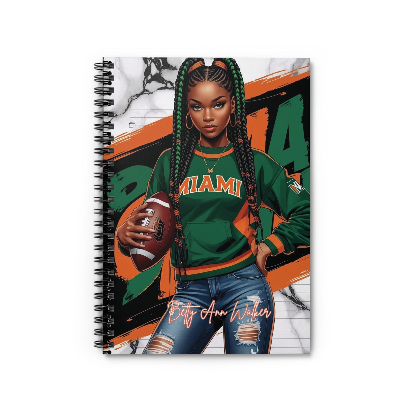 Miami Football Spiral Notebook - Ruled Line, Ideal Gift for Students, Sports Fans, Journal, Back to School, Cheerful Vibe