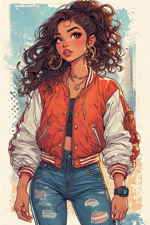 Trendy Girl Coloring Page | Retro 90s Fashion Coloring Sheet | Digital Download for Teens & Adults | Printable Stress Relief Art
