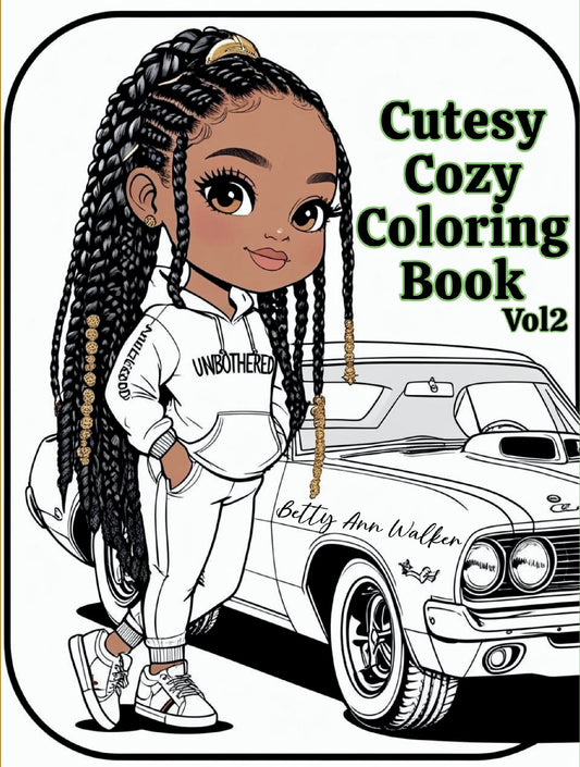Cutesy Cozy Coloring Book Vol. 2 | Black Girl Coloring Book for Adults & Teens | Melanin Queen Coloring Pages | Printable Digital Download
