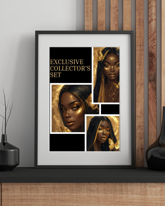 Golden Goddess Self-Love Digital Bundle – Journal + Affirmation Cards | Black Girl Magic PNG & JPG Set
