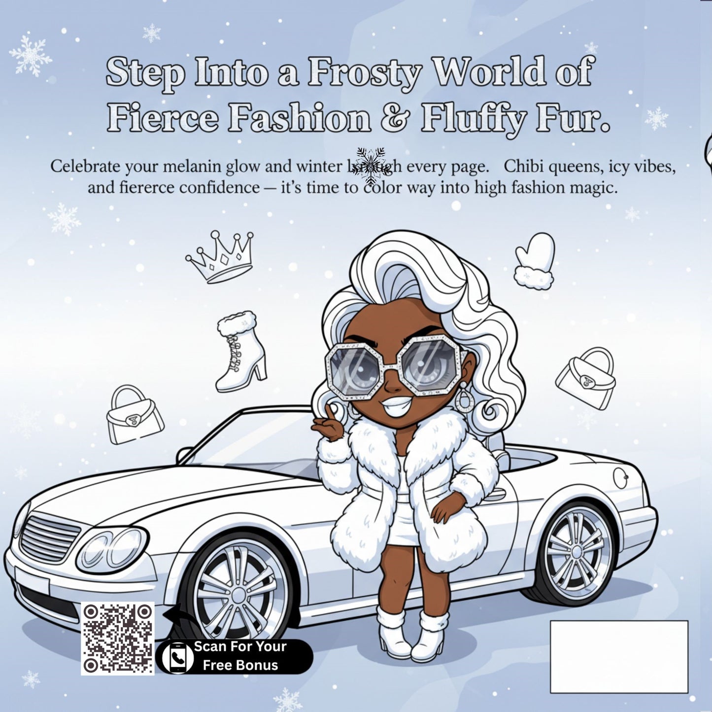Fierce in Fur: Chibi Melanin Winter Fashion Coloring Book | Luxury Digital Download for Adults