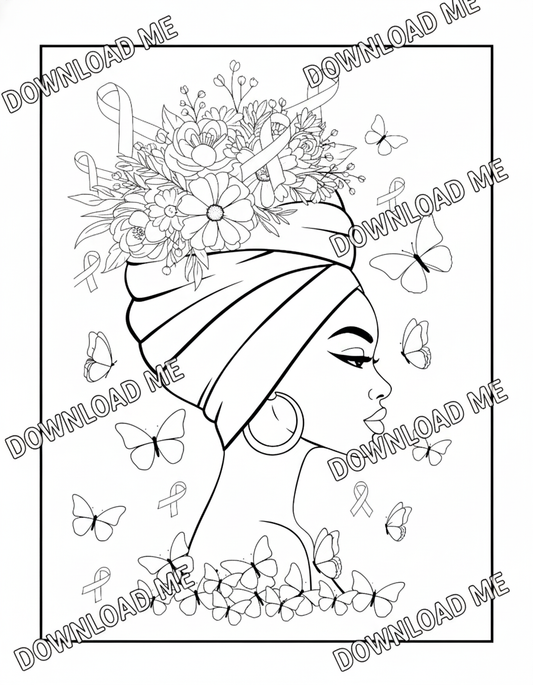 Hope Never Fear High-Res Breast Cancer Awareness Coloring Page (Digital Download)