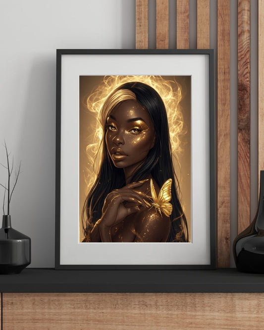 Golden Glow Goddess” – Luxe Digital Fantasy Portrait Art