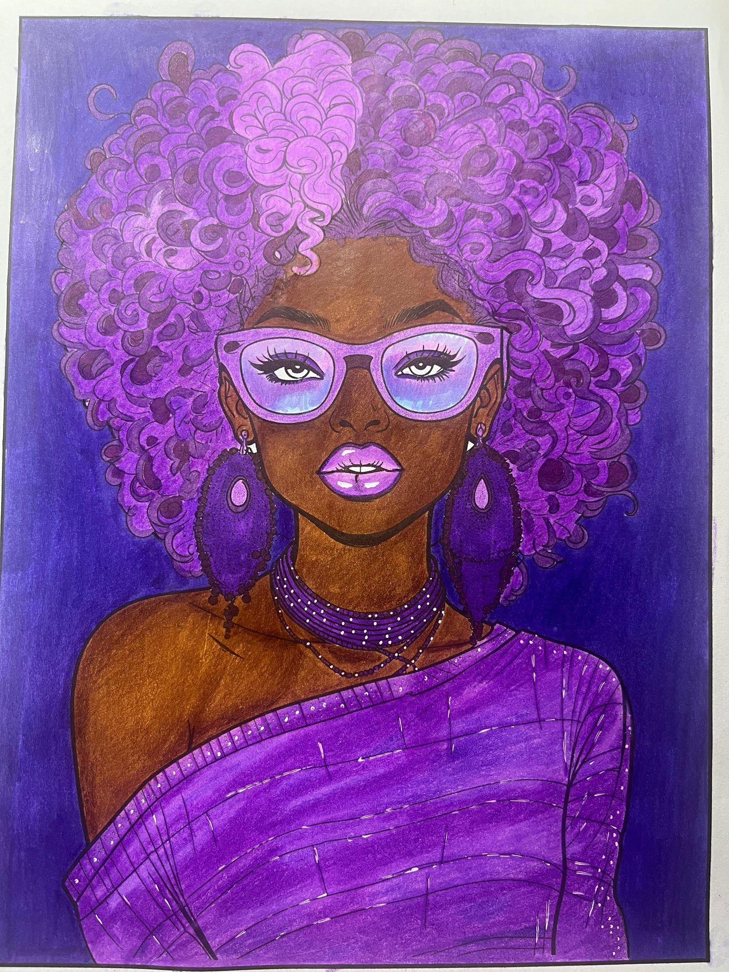 Purple Vibes Challenge Coloring Page - Printable Mindfulness Art for Adults, Stress Relief