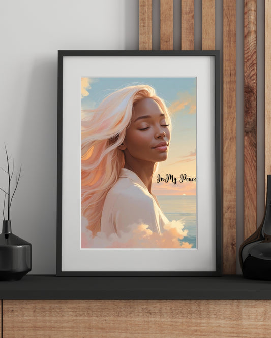 In My Peace | Empowering Black Woman Digital Art Print | Self-Love Wall Art | Afrocentric Printable Quote Poster | Melanin Aesthetic Decor