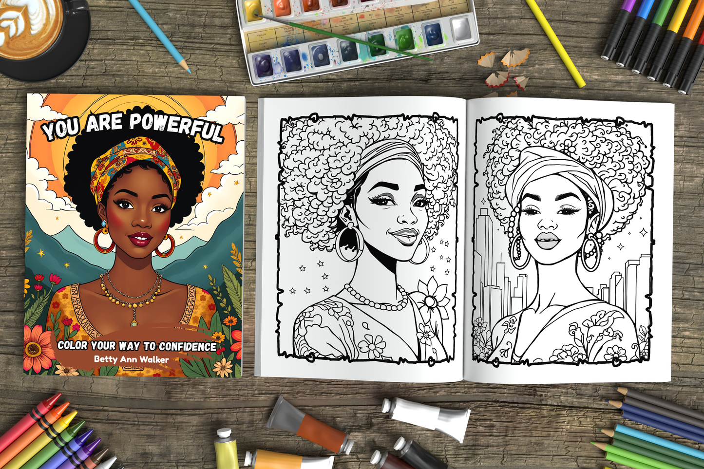 You Are Powerful | Black Women Coloring Book for Adults | Melanin Queen Natural Hair Portraits | Empowering Black Girl Magic Coloring Pages | Instant Digital Download