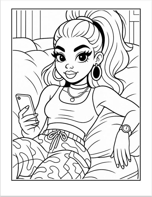 Soulja Girl Coloring Page – Camo Pants Confidence Edition