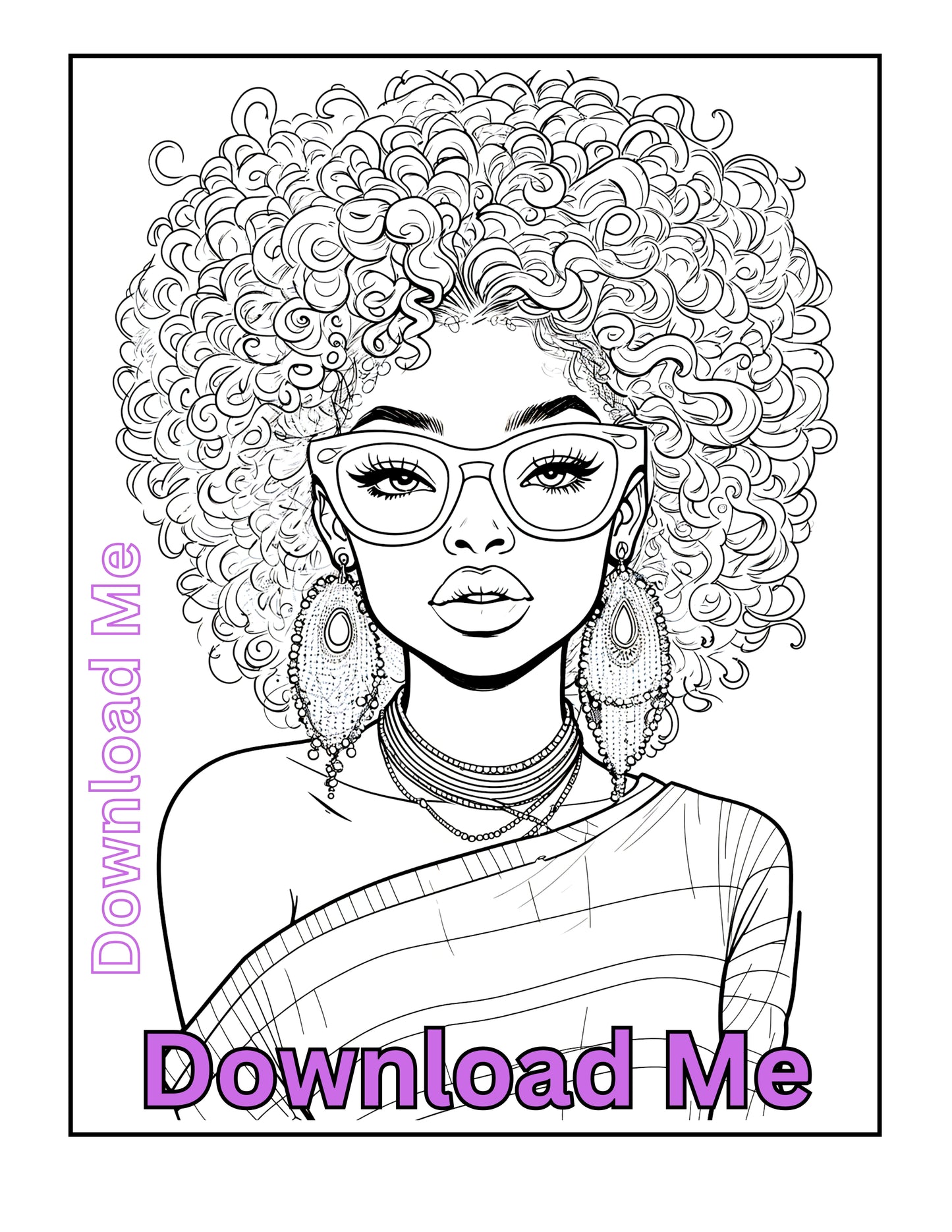 Purple Vibes Challenge Coloring Page - Printable Mindfulness Art for Adults, Stress Relief