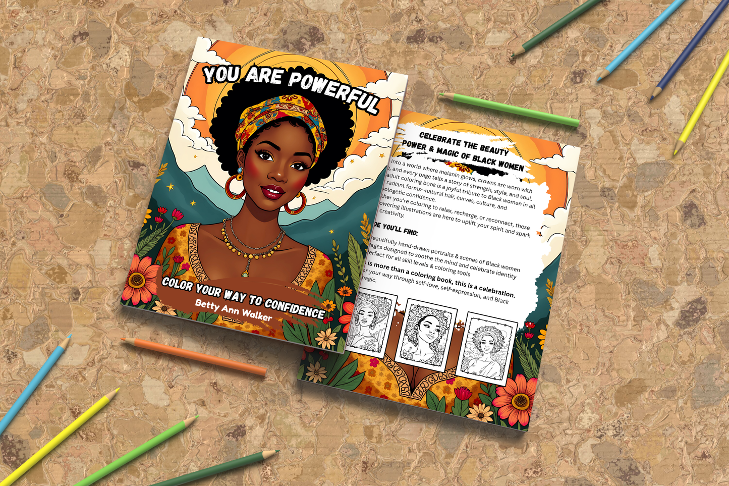 You Are Powerful | Black Women Coloring Book for Adults | Melanin Queen Natural Hair Portraits | Empowering Black Girl Magic Coloring Pages | Instant Digital Download