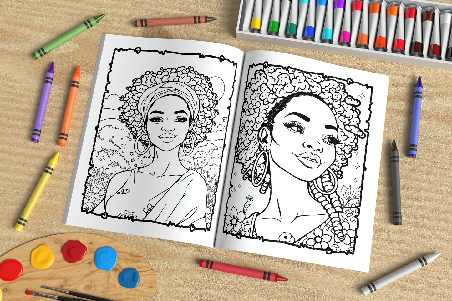 You Are Powerful | Black Women Coloring Book for Adults | Melanin Queen Natural Hair Portraits | Empowering Black Girl Magic Coloring Pages | Instant Digital Download
