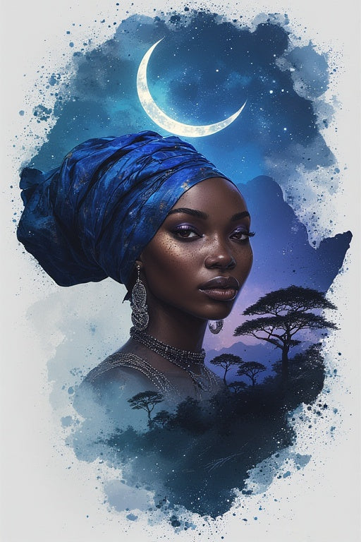 African Queen Beauty Coloring Page | Stunning Headwrap Portrait Digital Download | Cultural Art Therapy Print | Black Woman Melanin Magic | Traditional African Landscape | Adult Coloring Masterpiece