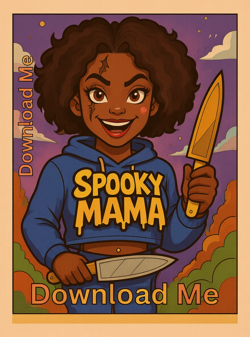 Spooky Mama Halloween Coloring Page - Printable Gothic Art, Witchy Mama Gift, Stress-Relief For Adults