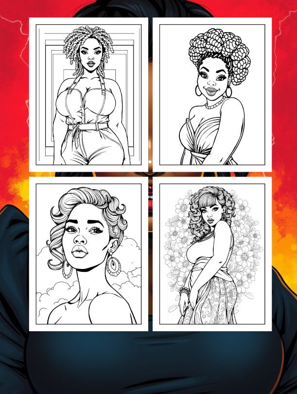 Plush Me & Color: 35 Portraits of Beautiful Black Women | Bold Lines for Bold Women